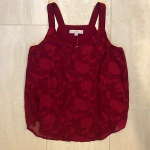 LOFT, Red Flower Tank Top Blouse, Size Small